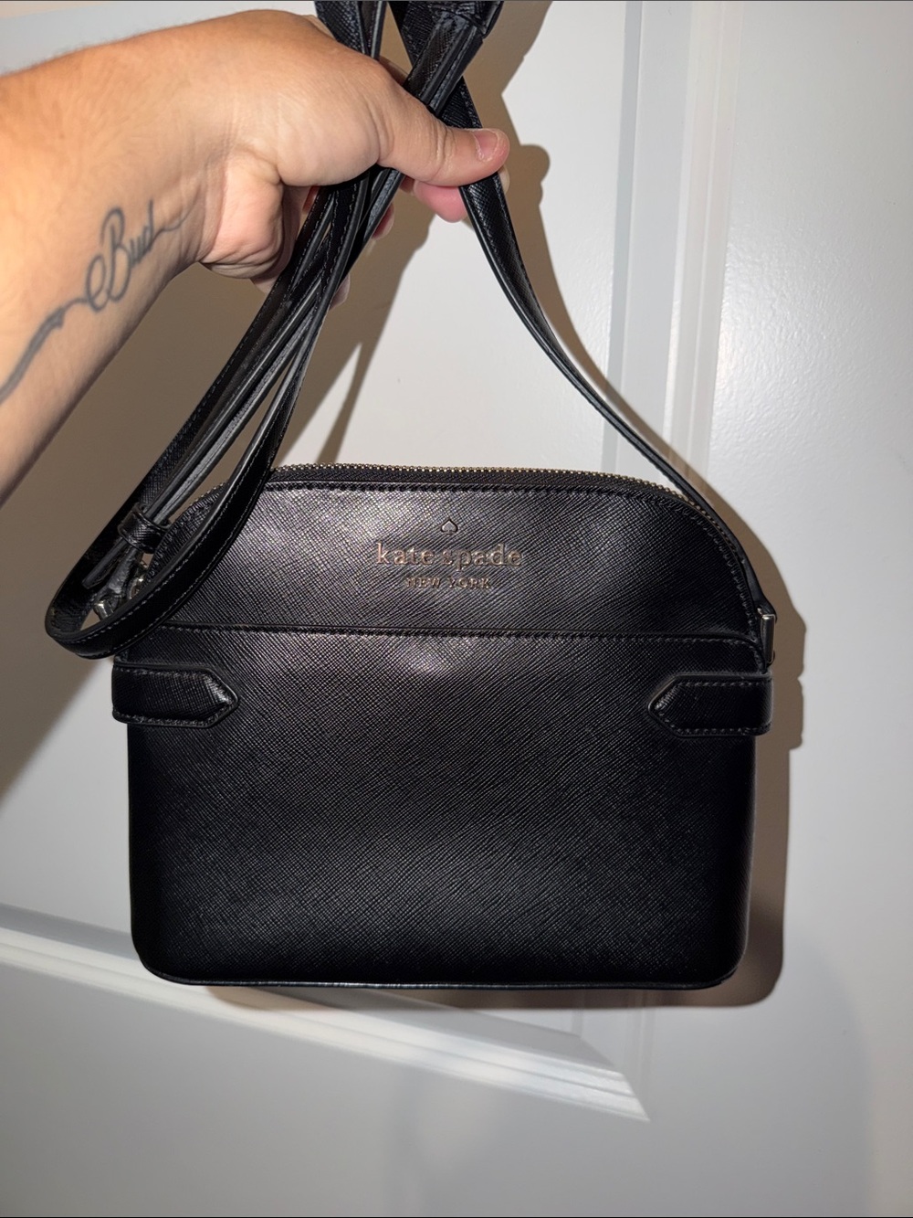 Kate Spade Staci Black Saffiano Leather Dome Crossbody